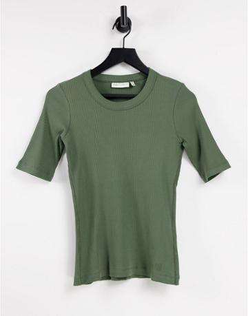 In Wear Dagna Ribbed Cotton T-shirt In Green