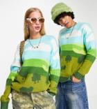 Reclaimed Vintage Inspired Unisex Knit Sweater With Scenic Print-multi