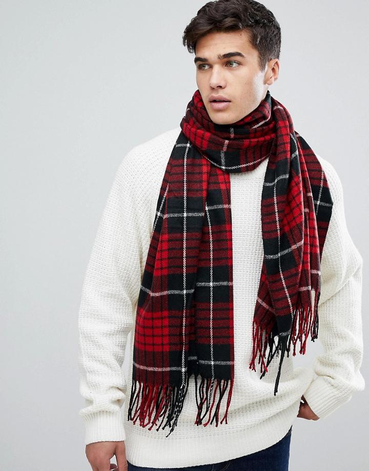 Jack & Jones Checked Scarf - Black