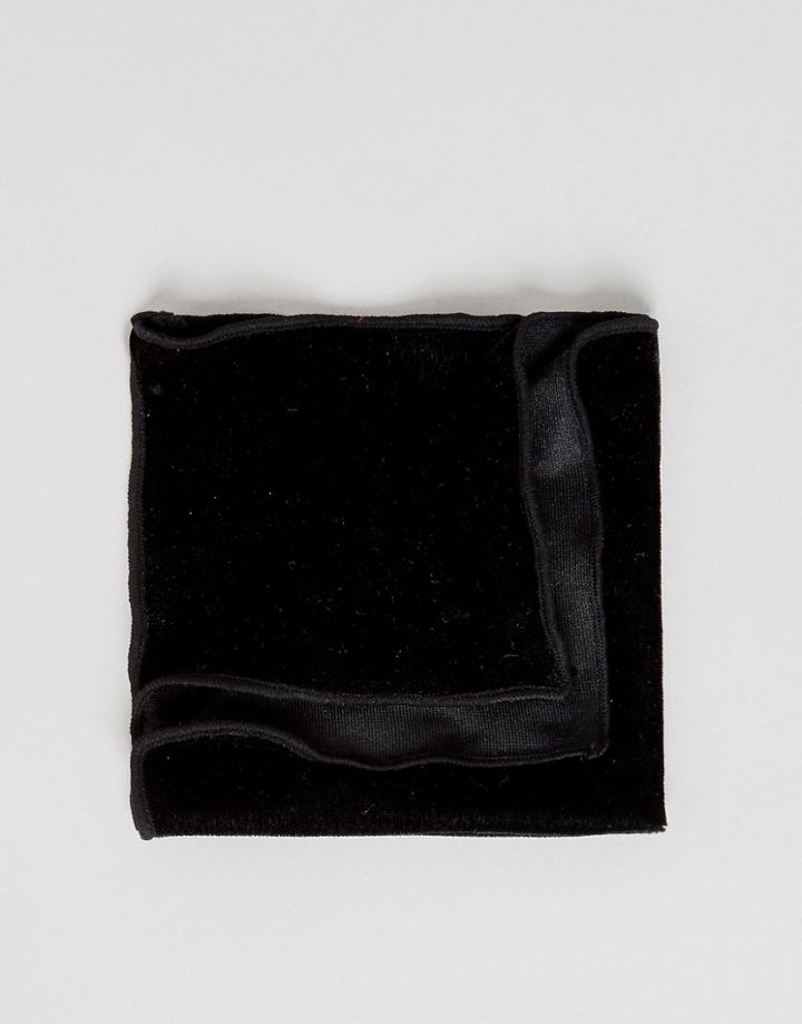 Asos Velour Pocket Square In Black - Black
