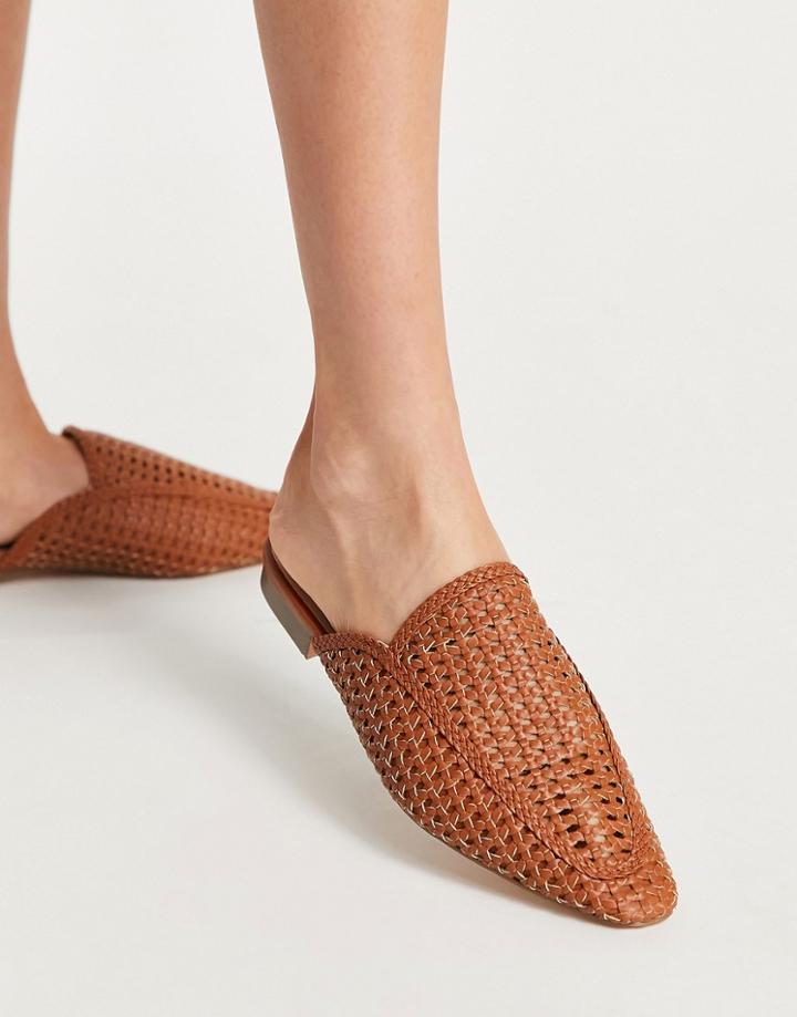 London Rebel Woven Mule Shoes In Tan-brown
