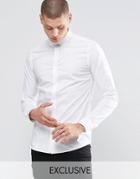 Only & Sons Skinny Shirt With Button Down Collar With Stretch - White