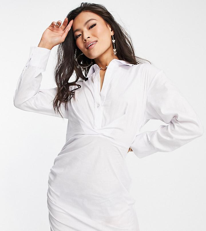 Asyou Wrap Detail Shirt Dress In White