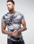 Religion Longline T-shirt With Marble Print - Green