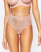 Asos Fuller Bust Patsy Fishnet Lace High Waisted Pant - Blush