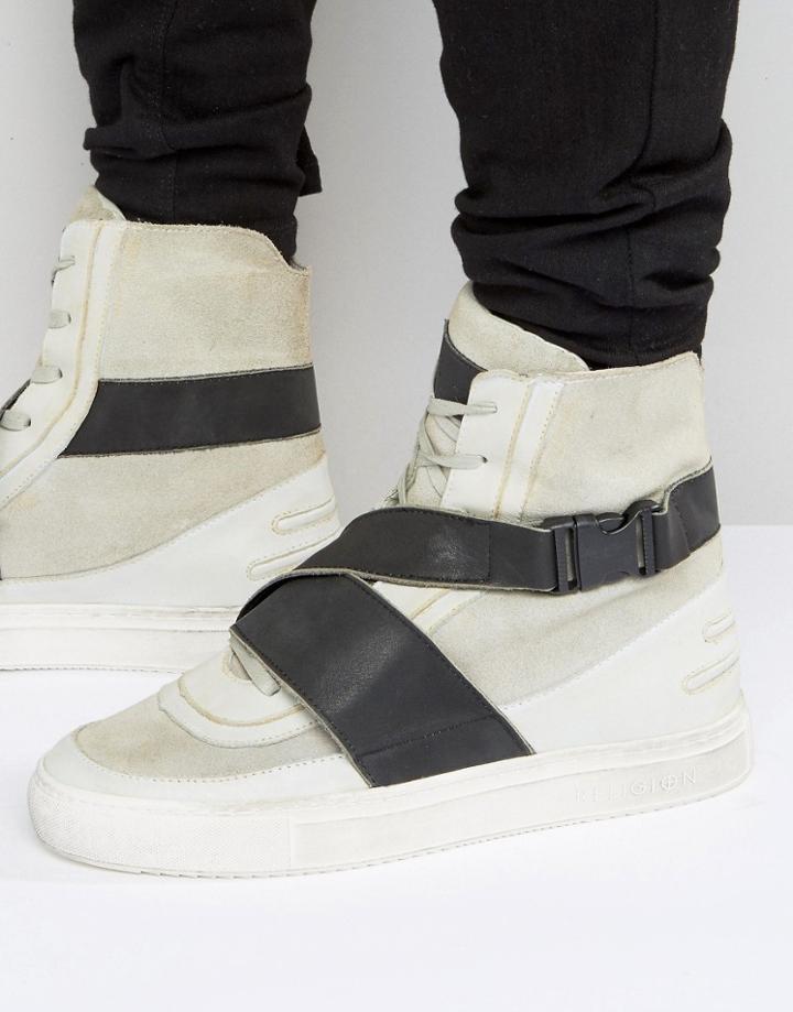 Religion Washed Lion Hi Top Sneakers - Gray