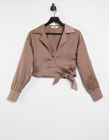 4th & Reckless Wrap Shirt In Taupe-neutral