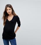 Asos Design Maternity Ultimate Top With Long Sleeve And V-neck In Black