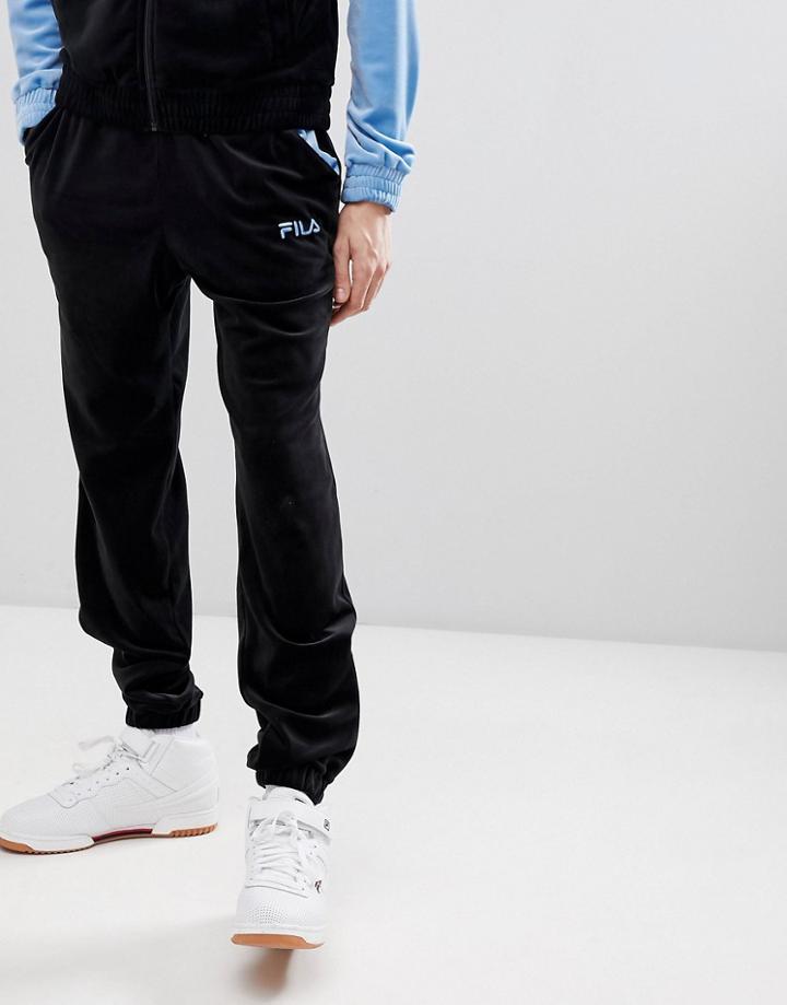 Fila Black Line Velour Slim Joggers In Black - Black