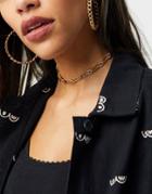 Asos Design Choker Necklace In Safety Pin Design In Gold Tone-silver