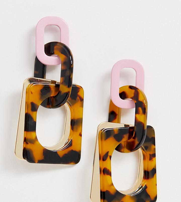 River Island Chain Link Earrings In Tortoise - Brown