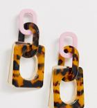 River Island Chain Link Earrings In Tortoise - Brown