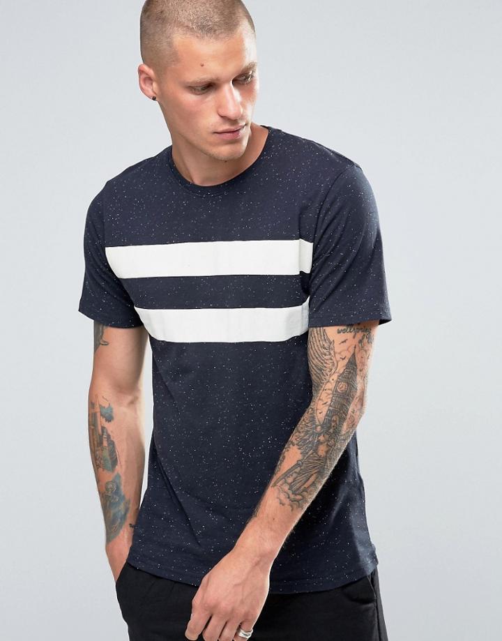 Troy Nepped Striped T-shirt - Navy