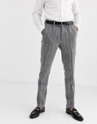 Avail London Skinny Suit Pants In Gray Herringbone Tweed