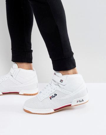 Fila F13 Perforated Mid Sneakers With Strap - White