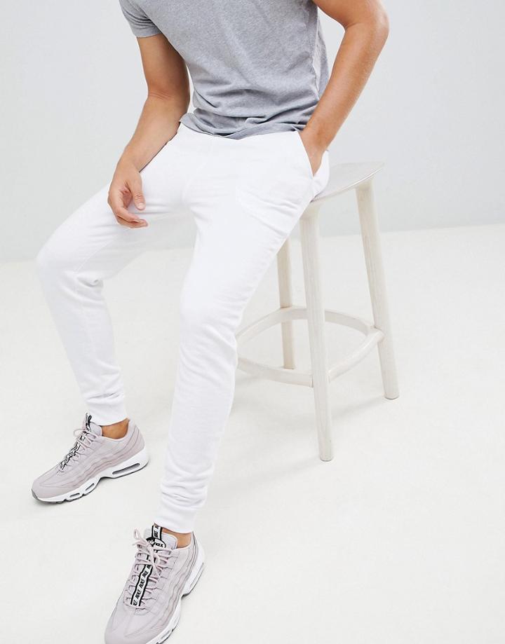 Asos Design Skinny Joggers In White - White