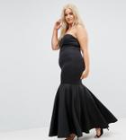 Club L Plus Bandeau Maxi Dress With Fishtail Skirt - Black