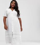 Fashion Union Plus Maxi Dress With Crochet Lace Panels-white