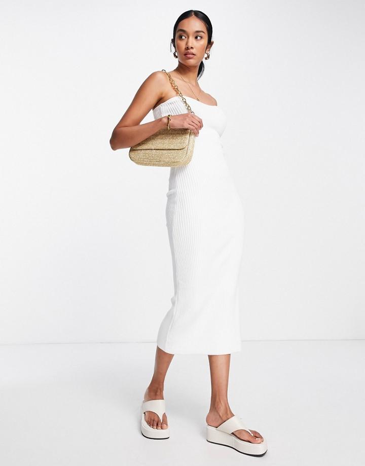 Topshop Knit Bandeau Midi Dress In Ivory-neutral