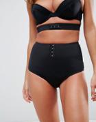 Asos Mix And Match High Waist Bikini Bottom With Hook And Eye - Black