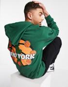 Asos Design Oversized Hoodie In Green With Basketball Back Print