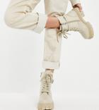 Simmi London Wide Fit Kai Chunky Lace Up Boots With Buckles In Stone-white
