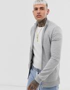 Asos Design Jersey Muscle Track Jacket In Gray Marl - Gray