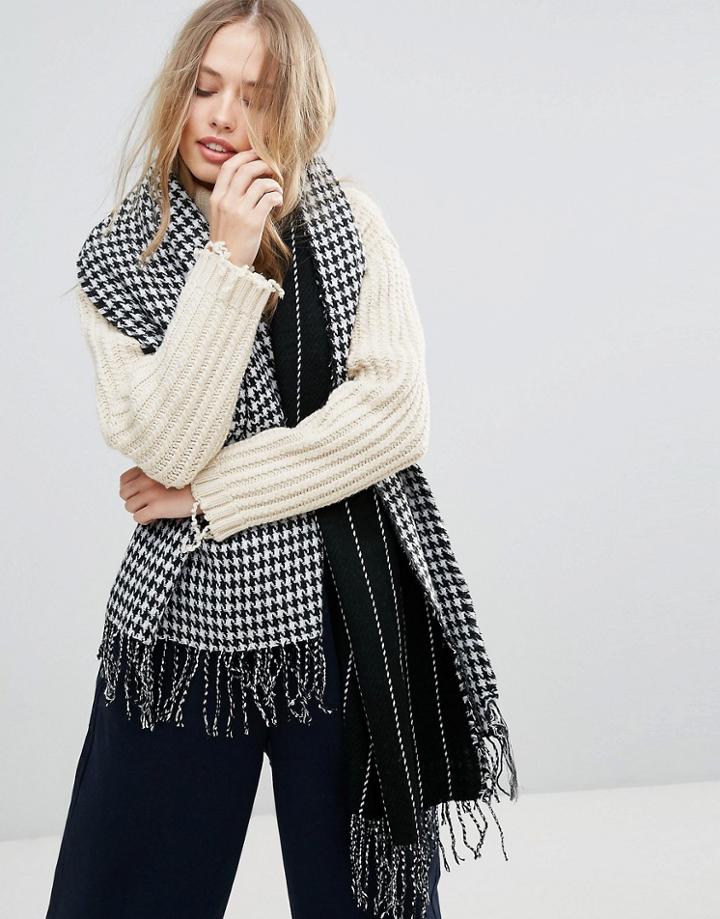 Yumi Black And White Scarf - Black