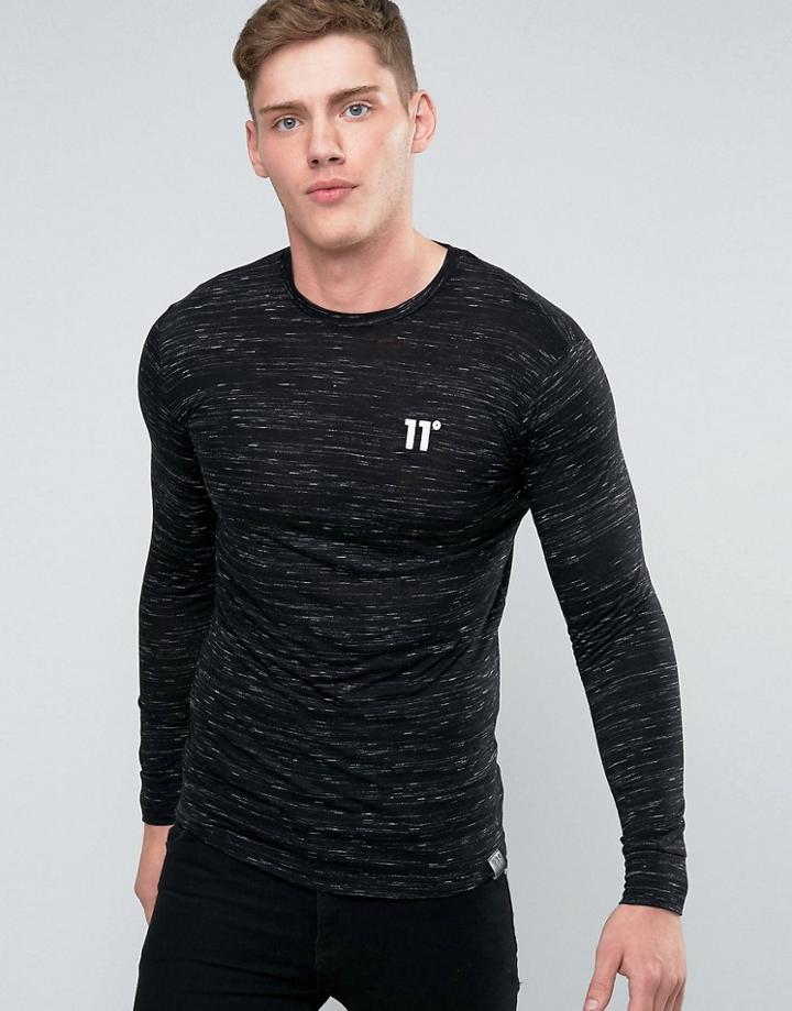 11 Degrees Long Sleeve T-shirt With Fleck - Black