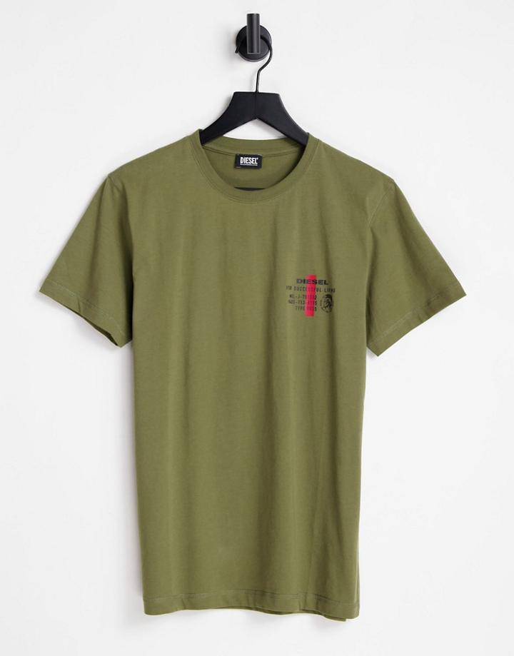 Diesel Mohawk Logo T-shirt In Khaki-green