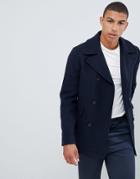 Selected Homme Recycled Wool Peacoat - Navy