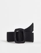 Asos Design Waist And Hip Belt Textured Square Buckle In Black