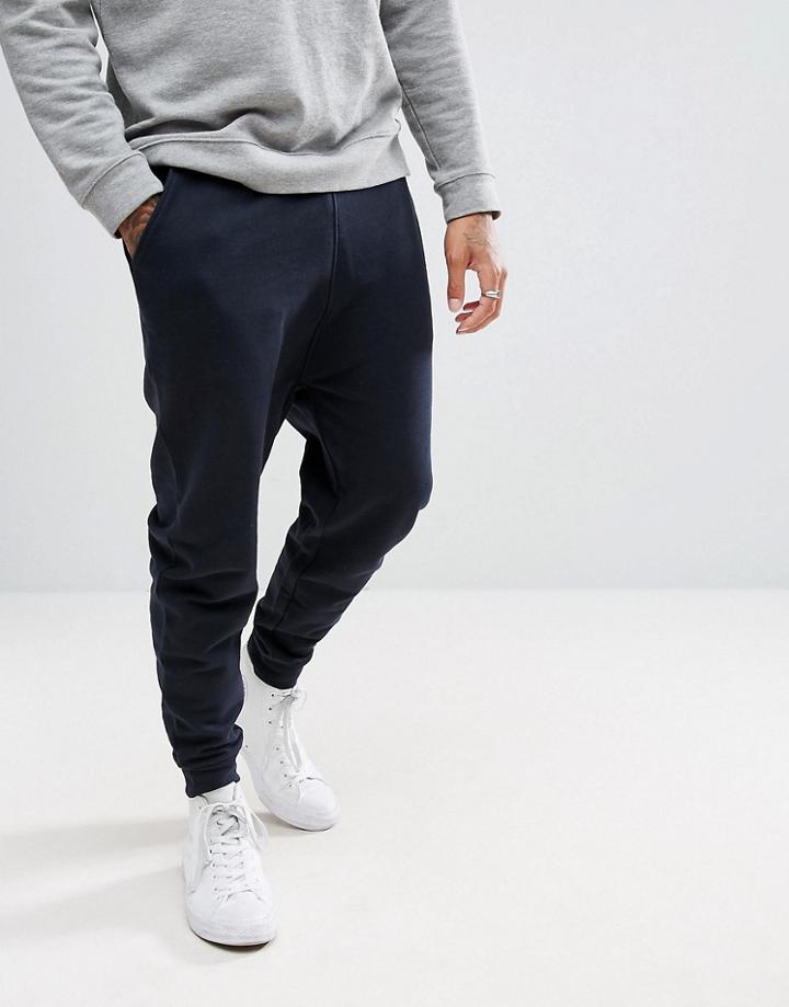 Asos Drop Crotch Joggers In Navy - Navy