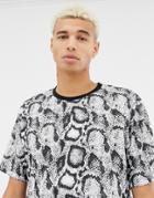 Asos Design Relaxed T-shirt In Snakeskin Print - Multi