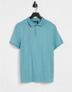 Asos Design Organic Polo Top In Blue-blues
