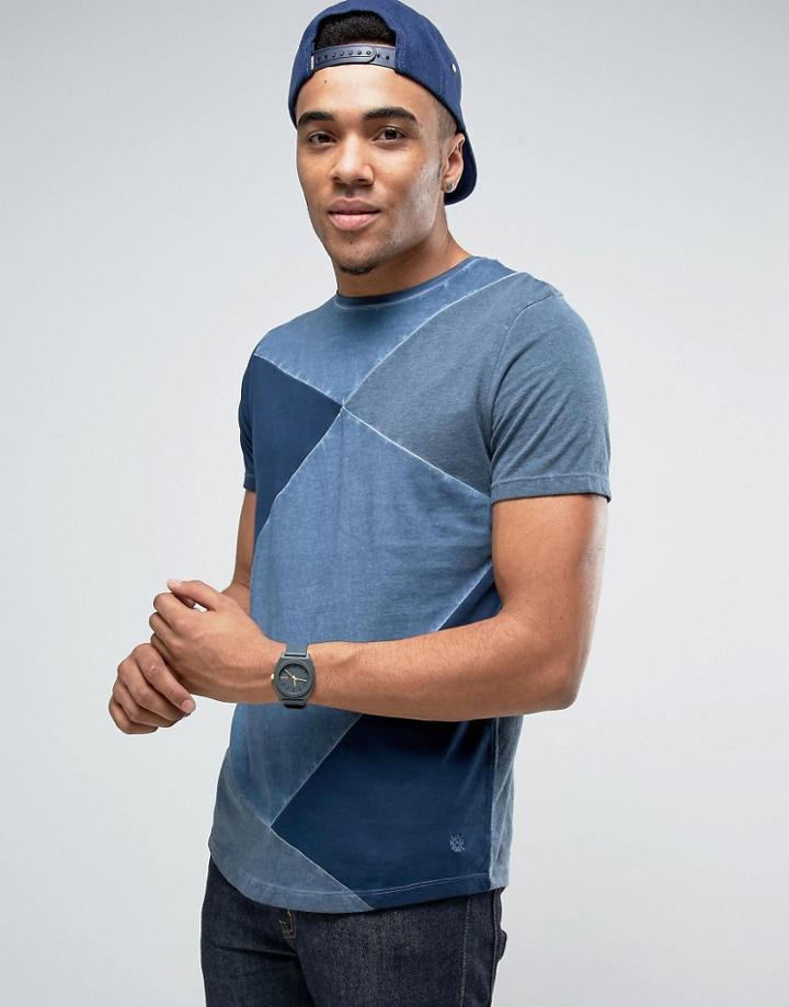 Jack & Jones Cut And Sew Longline Curved T-shirt - Blue