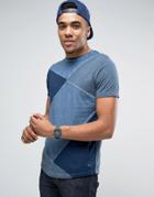 Jack & Jones Cut And Sew Longline Curved T-shirt - Blue