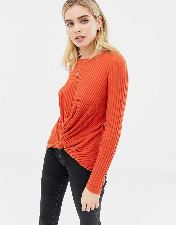 New Look Twist Front Top In Orange - Orange
