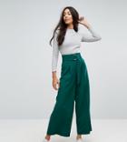 Asos Tall Clean Culotte With Oversized D Ring Detail Belt - Green