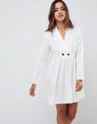 Asos Design Cotton Smock Mini Dress - White