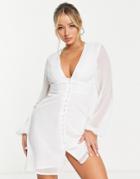 Na-kd V Neck Pleated Dress In White
