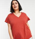 Madewell Plus V Neck T-shirt In Red