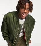 Collusion Polyester Bomber Jacket In Green - Mblue-blues