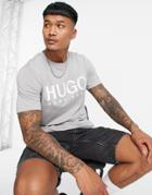 Hugo Dolive213 Large Logo T-shirt In Gray-grey