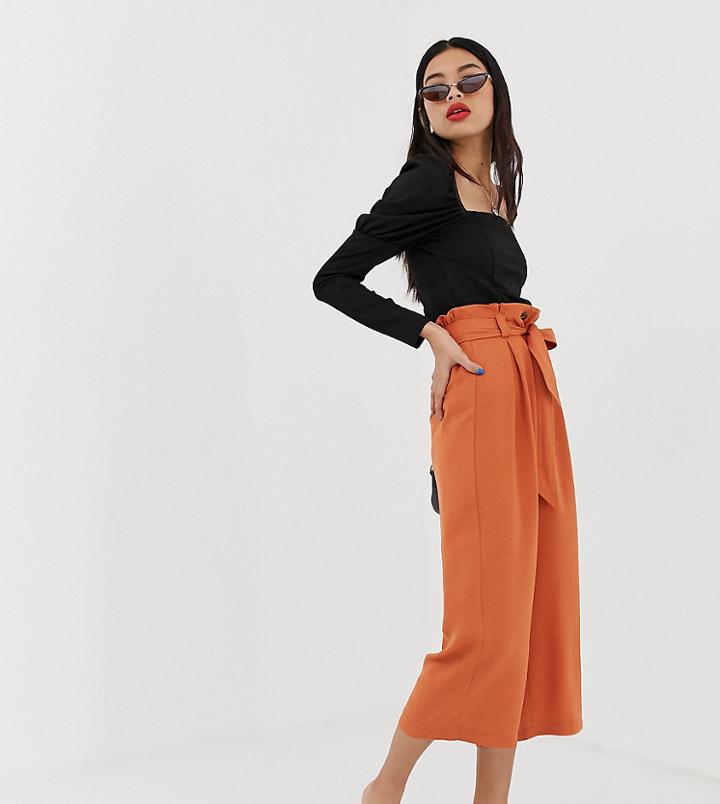 Stradivarius Belted Culotte In Orange - Pink