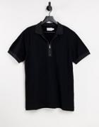 Topman Tonal Polo In Black