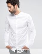 Only & Sons Skinny Shirt With Grandad Collar - White