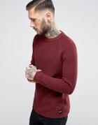 Only & Sons Ribbed Fishermans Knitted Sweater - Red