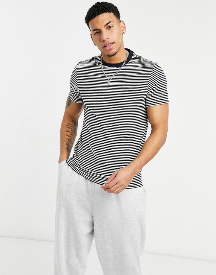 Farah Daytona Striped Organic Cotton T-shirt In Navy