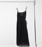 Asos Design Curve Tie Wrap Around Crinkle Maxi Dress In Black